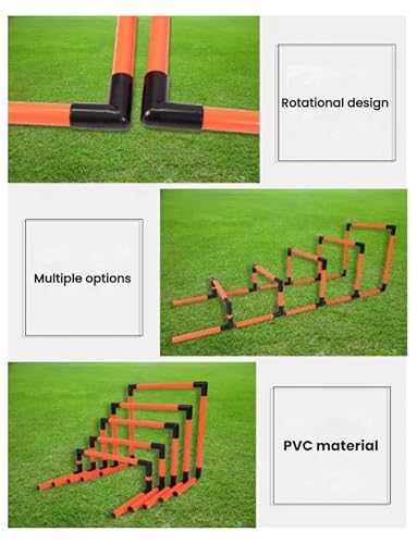 Height Adjustable Hurdles, Portable Adjustable Football Hurdles for Agility Training, Set of 5 Detachable Practice Hurdles for Track and Field, Yellow - color: Yellow