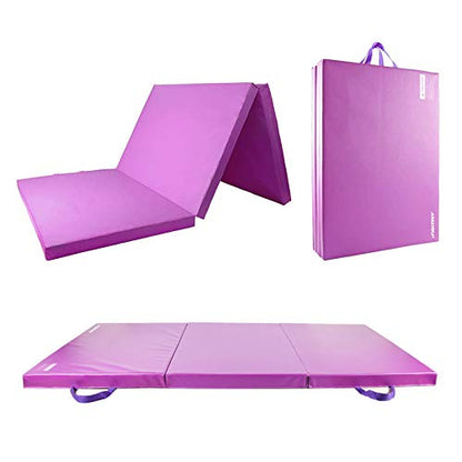 RitFit Upgraded Folding Exercise Mat, 2 Inch Thick Gymnastics Mat - color: Purple(3' x 6')