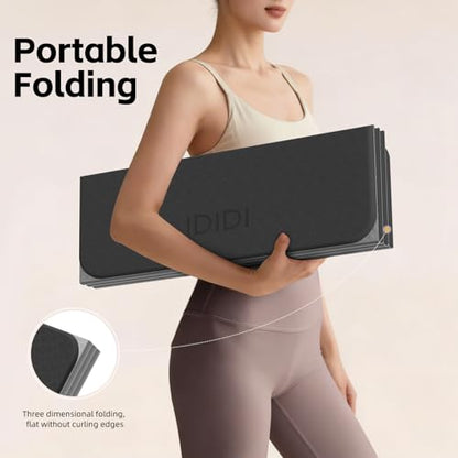 Foldable Yoga Mat Thick 0.32"(8mm) - color: Black-Pattern