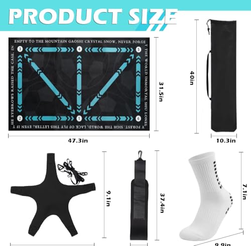 Soccer Training Mat with Video Guide & Grip Socks | 47“x32” Footwork Agility Mat for Ball Control & Speed | Non-Slip Soccer Practice Mat for All Ages, Home, Gym | Includes Training Equipment & Guide - style: 5-in-1 Ultimate