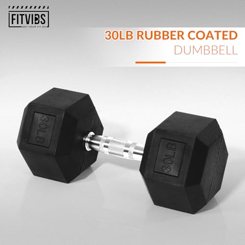 Fitvids 30LB Single Hex Dumbbells Rubber Coated Hand Weights for Exercises and Fitness