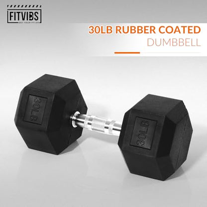 Fitvids Hex Dumbbells Rubber Coated Hand Weights for Exercises and Fitness, 10-50LB Option - size: 30LBS Single