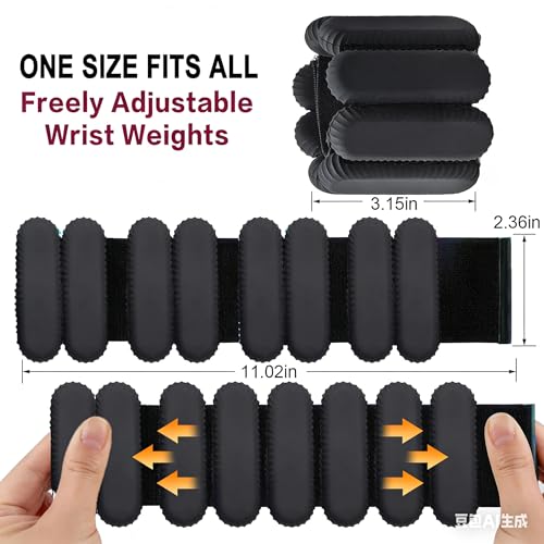 Wrist Ankle Weights for Women Men, Adjustable Wearable Silicone Arm Weights Leg Weights Strength Training for Home Gym Workout, Running, Yoga,Exercise,Strength Training, Set of 2 /1LB Each