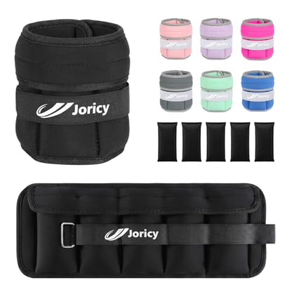 Adjustable Ankle Weights for Women Men A Pair of 1-3/4/5/6/8/10/20LBS - color: Black