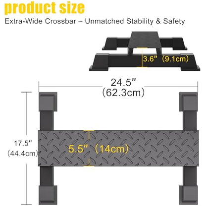 Calf Raise Block, Heavy-Duty Steel Calf Trainer, Multifunctional Standing Calf Workout Bar for Stretching, Squat, Foot Flexibility, Anti-Slip Solid Platform for Home Gym (Straight Board)