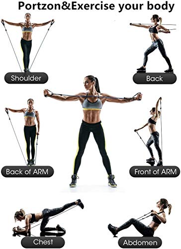 Portzon Resistance Band Set, Workout Bands, Exercise Bands Door Anchor Handle Resistance Training, Convenient, Durable, Exercise Stack-able Up to 100 lbs