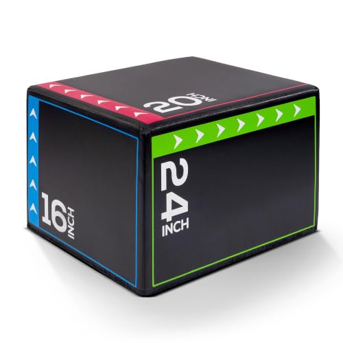 BalanceFrom 3-in-1 Foam Plyometric Jump Box for Home Gym with Multiple Height Options – Versatile Plyo with Non-Slip Surface for Strength, HIIT, Step-Ups, and Agility Training - color: Multi-Color, style: 20 x 24 x 16 inch (10lbs)