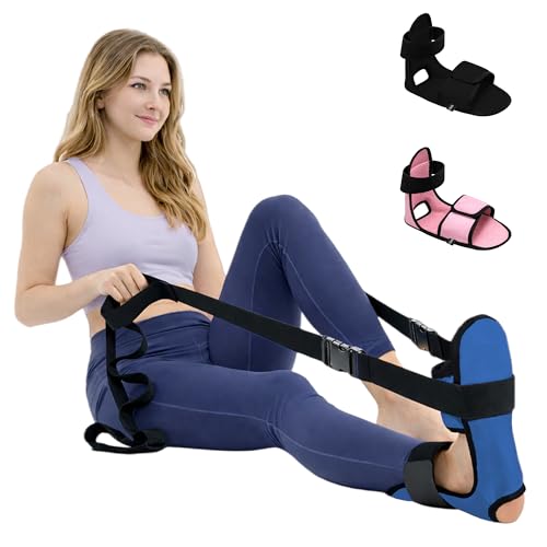 Knee Replacement Recovery Aids, Leg Stretcher Strap with Foot Cradle and Resistance Bands, Hip and Knee Exercise Equipment for Range of Motion, Post Surgery Mobility Training(Blue)