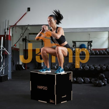 Plyo Box 3 in 1 Box Jumps for Home Gym 30"x24"x20" Wooden Plyometric Jump Box for Jumping Conditioning Strength Training