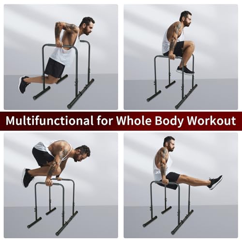 Dip Station Functional Adjustable Heavy Duty Dip Stands Fitness Workout Dip bar Station Stabilizer Parallette Push Up Stand Multi-Function Fitness Training Equipment