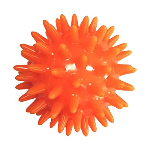 Spiky Massage Ball Exercise Ball 6cm Diameter Travel Pocket Size Foot Massage Ball, 9mm Long Spiked Massage Roller for Head Face Neck Hand Palms Back, Orange