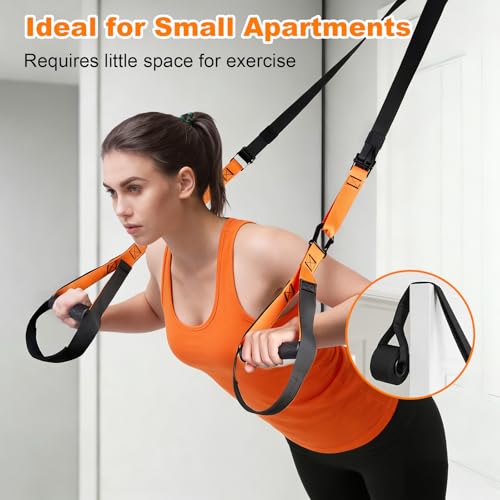 WELSPO Home Resistance Training Kit with 2 Resistance Bands, Exercise Guide & Door Anchor-350lb Capacity Nylon Bodyweight Straps for Full Body Workout, Strength Training & Travel Fitness