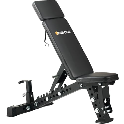 JEEKEE Adjustable Weight Bench, 40" Extended Backrest for Tall Lifters up to 6'5", 1300LBS Weight Capacity and 44 Adjustable Positions Bench for Garage and Home Gym Workouts - color: F6 Black