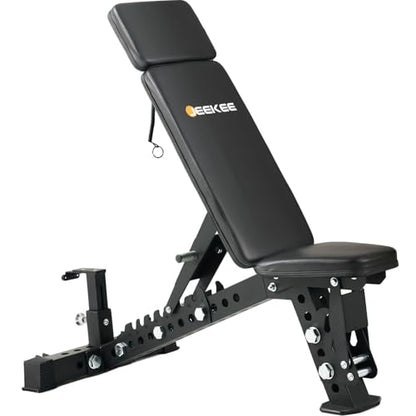 JEEKEE Adjustable Weight Bench, 40" Extended Backrest for Tall Lifters up to 6'5", 1600LBS Weight Capacity and 44 Adjustable Positions Bench for Garage and Home Gym Workouts