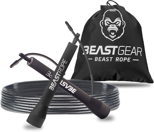 Beast Gear Jump Rope, Jump Ropes for Fitness, Premium Aluminium Skipping Rope for Men Women - Boxing, MMA, HIIT, Strength Training & Double Unders