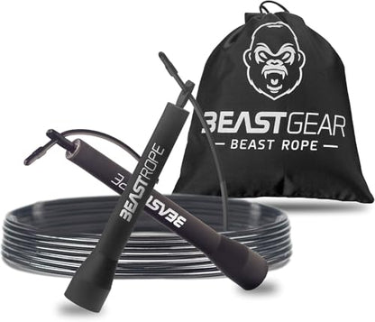 Beast Gear Jump Rope, Jump Ropes for Fitness, Premium Aluminium Skipping Rope for Men Women - Boxing, MMA, HIIT, Strength Training & Double Unders