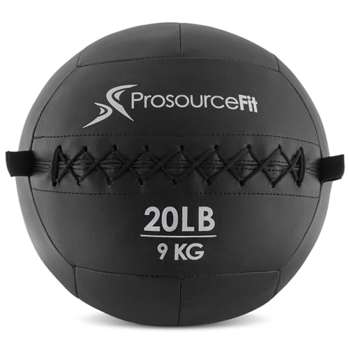ProSource Soft Medicine Balls for CrossFit Wall Ball and Full Body Dynamic Exercises, Color-Coded Weights: 6, 8, 10, 14, 20, 25 lb. - color: Black 20 LB