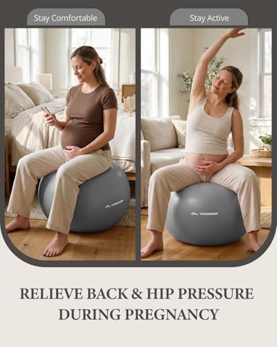 Trideer Exercise Ball, Stability Yoga Ball for Physical Therapy, Active Sitting, Pregnancy & Birth Labor Prep, Core Strength, Balance Training, Posture Improvement and Daily Stretching, 55/65/75cm
