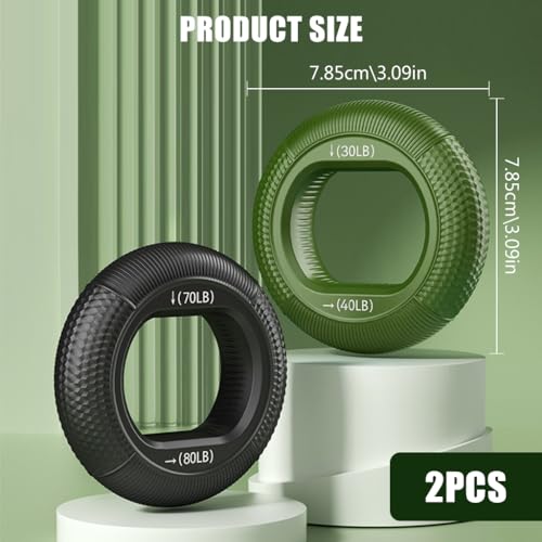 Proberos® 2Pcs Ring Resistance Strength Trainer, Silicone Hand Grip Strengthener Rings with 4 Resistance, Exerciser Muscle Power Exerciser Finger, Gripper Gripping Ring.30-40LB