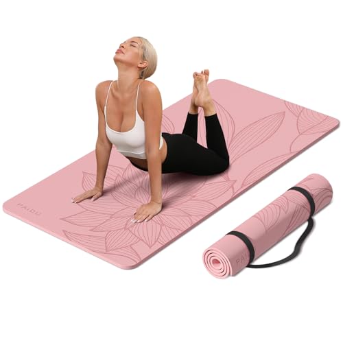 PAIDU Large Yoga Mat-72’x36’x0.4’ Extra Width ＆ Thick,Comfortable,Non-Slip Exercise Mat-Works Great on All Floor for Stretching,Yoga Studio,Gym or Home Workouts