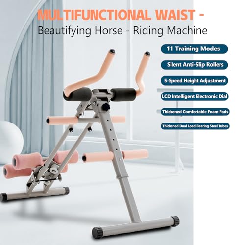 Foldable Ab Workout Machine for Home Gym – Adjustable Core & Waist Trainer for Women, Full Body Abdominal Exercise Equipment with Resistance Bands & LCD Display
