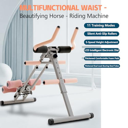 Foldable Ab Workout Machine for Home Gym – Adjustable Core & Waist Trainer for Women, Full Body Abdominal Exercise Equipment with Resistance Bands & LCD Display