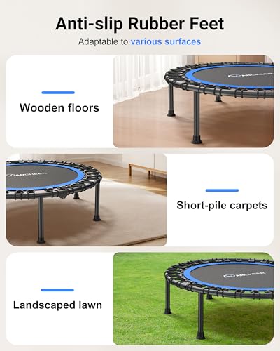 ANCHEER Fitness Trampoline,40"/48" Bungee Rebounder with Adjustable Handle - color: Blue