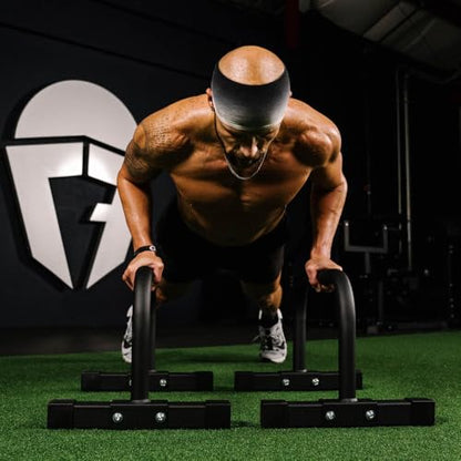 Titan Fitness Parallette Push Up Bar Set, 14in High Perfect for Home and Garage Gym Exercise Equipment, Gymnastics Floor Workout, Calisthenics, Strength Training Parallel Bars