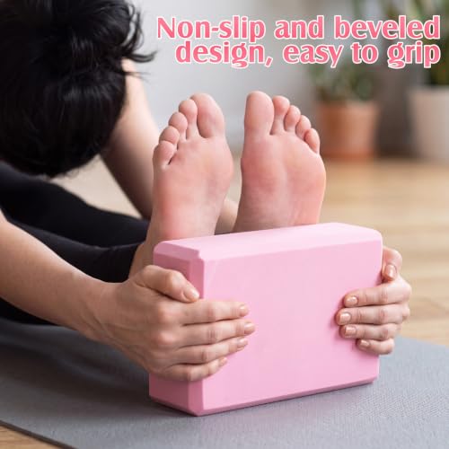 10 Pcs Foam EVA Yoga Blocks Lightweight Non Slip Supportive Yoga Bricks for Pilates Stretching and Meditation, Women Men Yogi Beginners - color: Pink