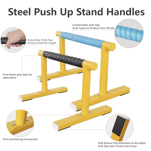 Strength Training Parallettes I-Sit Push Up Bars, Pushup Handles Calisthenics Equipment for Home Workout, Anti-slip Gymnastics Bars, Handstand & Dip Bar for Outdoor Exercise