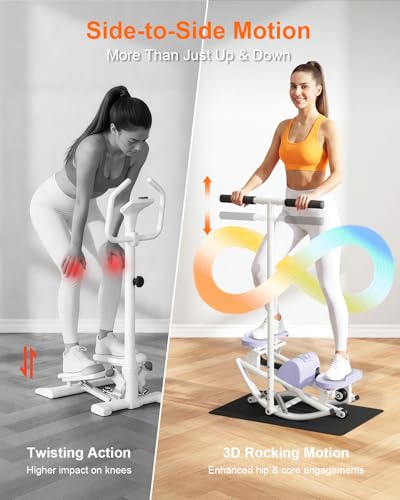 Rocking Steppers for Exercise at Home, Rocker Stepper Side to Side with Resistance Bands & Handlebar for Full Body Workout, Low-Impact Lateral Stepper Exercise Machine with Digital Monitor