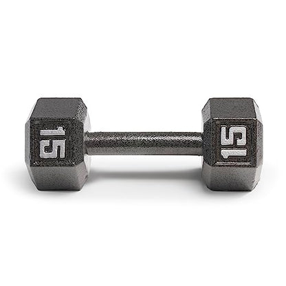 Marcy Cast Iron Hex Dumbbells Collection - Available size from 3-lb to 100-lb, SOLD INDIVIDUALLY - style: 15lbs
