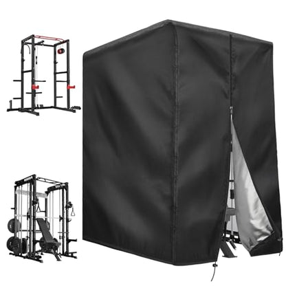 Squat Rack Cover with Waterproof Zipper, Protective Cover for Power Cage/Weight Lifting Rack/Weight Cage/Power Racks for Home Gym Equipment Storage-Indoor & Outdoor Use
