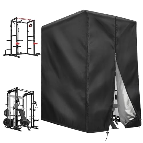 Squat Rack Cover with Waterproof Zipper, Protective Cover for Power Cage/Weight Lifting Rack/Weight Cage/Power Racks for Home Gym Equipment Storage-Indoor & Outdoor Use