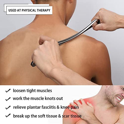 Gua Sha Scraping Massage Tool, IASTM Tools, Long Bar Tool for Large Muscles, Great Soft Tissue Mobilization Tool, 13.5 inch Long (B) - style: Hole Style