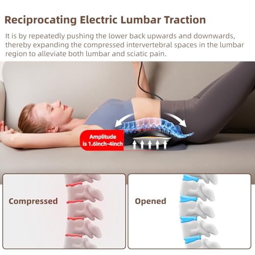Electric Lumbar Traction Device, Multifunctional Back Traction Device with Dynamic Airbag Traction, 20-Level Electrotherapy, 3-Level Vibration Massage and Thermal Therapy from 113 to 131℉