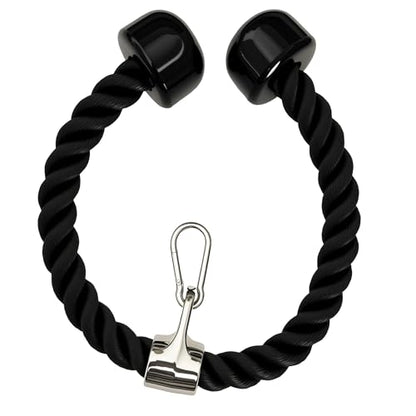 Heavy Tricep Rope Cable Machine Accessories Nylon Tricep Rope for LAT Pull Down Pulley System Attachment, for Home Gym Weight Fitness with Carabiner - color: Black