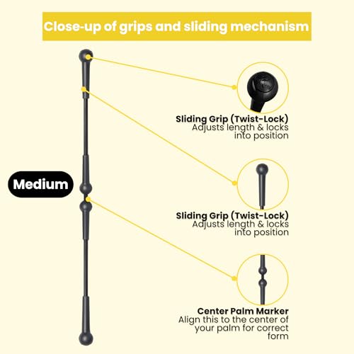 BendyBar Flexible Weighted Resistance Bar to Improve Joint Mobility, Core Strength & Balance, Adjustable Height - size: MEDIUM
