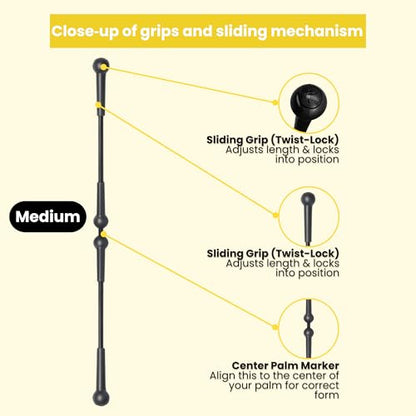 BendyBar Flexible Weighted Resistance Bar to Improve Joint Mobility, Core Strength & Balance, Adjustable Height - size: MEDIUM
