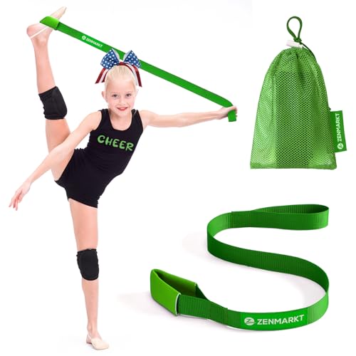 Stretching Strap for Cheer – Flexibility Stunt Strap for Cheerleaders – Durable Cheer Stretching Bands for Improved Flexibility, Range of Motion – Essential Cheer Accessories - color: Green