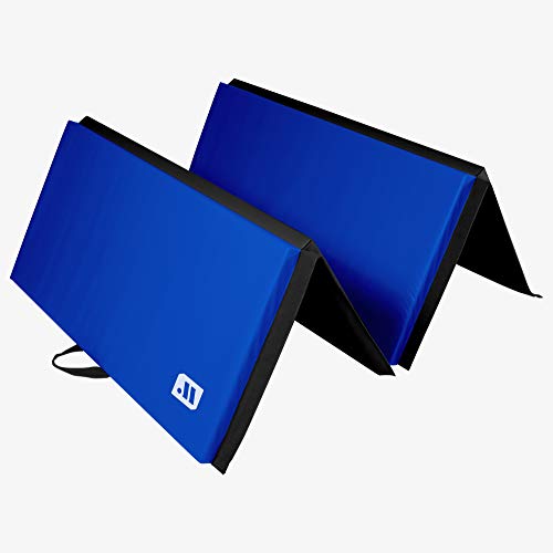 We Sell Mats 4 x 8 ft Folding Exercise Mat, 2 Inch Thick Personal Fitness & Home Gym Mat for Yoga, Pilates, Stretching & Workouts - color: Black / Blue