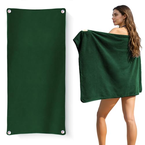75"x30" Magnetic Microfiber Outdoor Towel, Green | Quick Dry, Super Absorbent, Magnetic Corners, Multi-Use for Beach Pool Gym Camping Yoga - color: Green