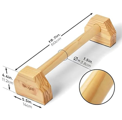 Yes4All Steel/Solid Wood Push Up Stand Parallel Bars Parallettes Non-slip Rubber Feet For Floor Use, Supports Calisthenics Exercises and Upper Body Strength Workouts Perfect For Men And Women