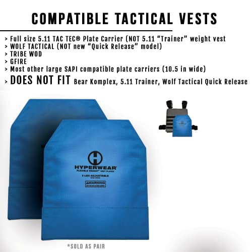 HYPERWEAR FlexLoad™ Adjustable Rucking Plates – Flexible, Low-Profile Weight System for Rucking Backpacks & Weighted Training - color: BLUE PAIR, size: 19 LB