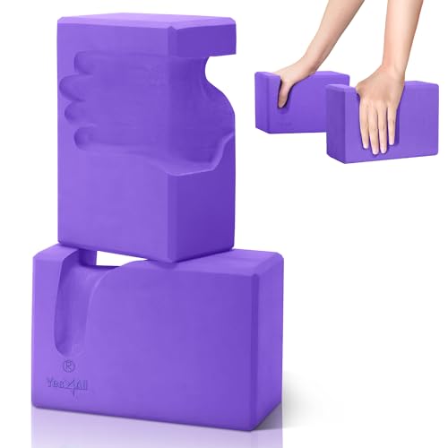 Yes4All Yoga Blocks 2 Pack Wrist Support, Comfort, and Grip Strength, Support for Balance Fitness and Exercise, EVA Foam Blocks Pilates Yoga Brick Yoga Accessories - color: A. Lavender