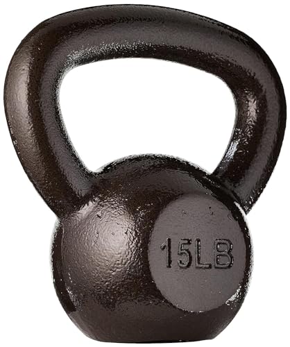 Amazon Basics Cast Iron Kettlebell for Strength Training, Textured Wide Handle, Black