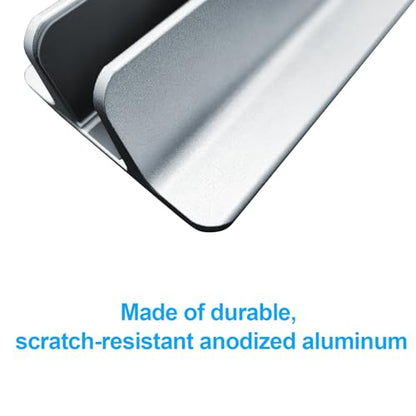 Vertical Laptop Stand Holder, Desktop Aluminum Notebook Stand with Adjustable Dock Size(Up to 17.3 inch) Compatible with All Lenovo/MacBook Pro/Air Dell Hp Surface iPad Gaming Laptops(Silver)