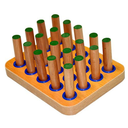 Peg Board Hand Eye Coordination Training Tool - Wooden Finger Board for Stroke Therapy, Rehabilitation, and Fine Motor Skills Development - Includes 20 Pegs - Smooth Surface, Natural Wood Finish