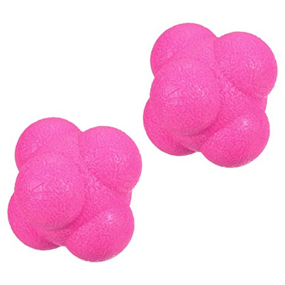 Bounce Reaction Balls, 2 Pack Coordination Ball Agility & Speed Training Game Sports Ball TPR High Difficulty for Baseball Soccer Softball Basketball, Pink