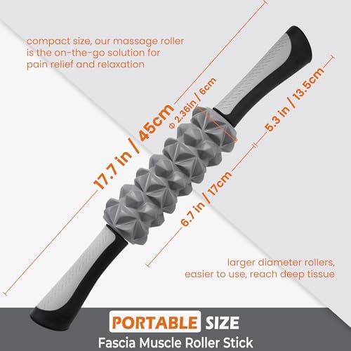 KITWILD Muscle Roller Stick, Massage Roller Stick for Athletes, Body Massage Stick for Muscles Deep Tissue, Muscle Relaxation Roller for Physical Therapy, Myofascial Release, and Yoga Therapy
